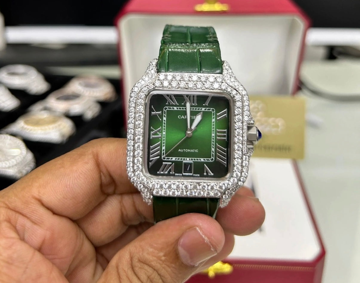 cartier moisinite strap watch